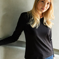 dámské tričko s dlouhým rukávem, černé, women's black long sleeve T-shirt